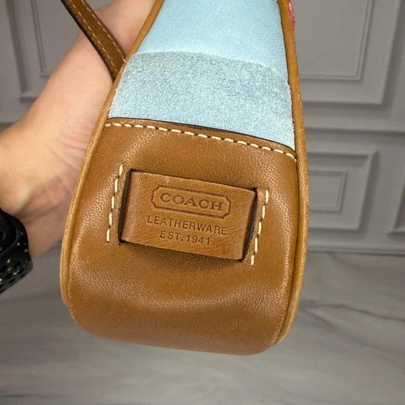 Coach Multicolor Patchwork Shoulder Bag with Tan Leather Trim | Y2K - Picture 11 of 11